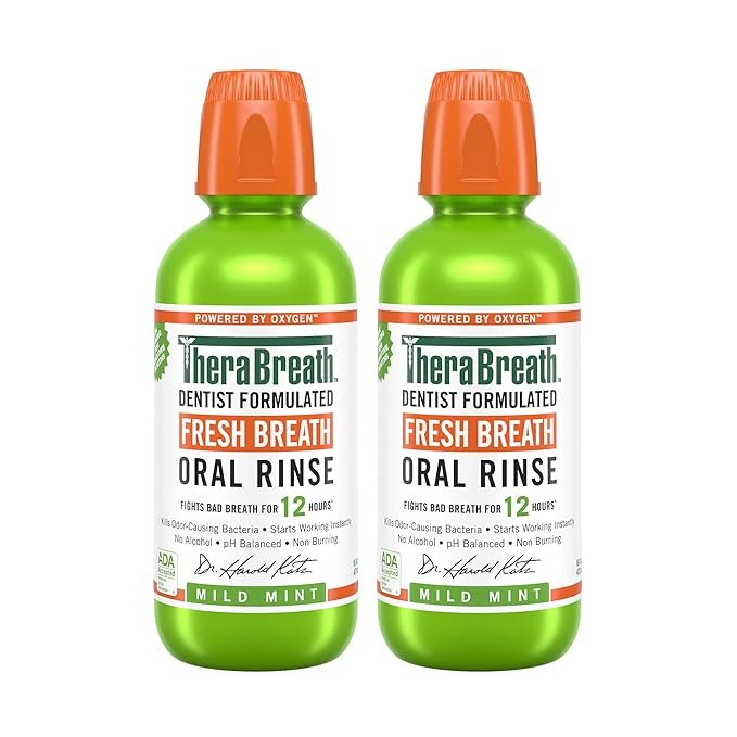 TheraBreath Fresh Breath Mouthwash, Mild Mint Flavor, Alcohol-Free