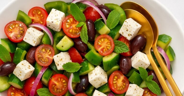 Easy Greek Salad Recipe – Fresh, Authentic & Delicious Greek Salad Recipe